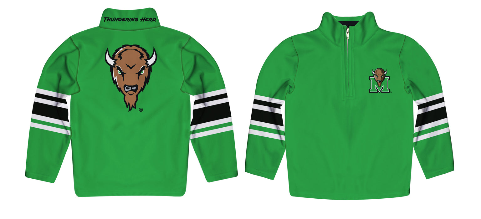 Marshall Thundering Herd MU Vive La Fete Game Day Green Quarter Zip Pullover Stripes on Sleeves - Vive La Fête - Online Apparel Store
