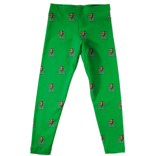 Marshall Thundering Herd MU Vive La Fete Girls Game Day All Over Logo Elastic Waist Classic Play Green Leggings Tights - Vive La Fête - Online Apparel Store