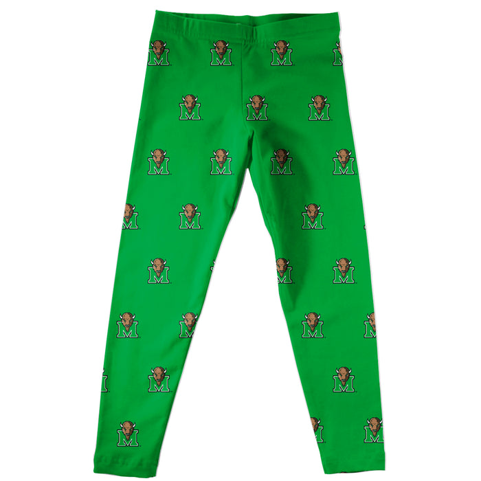Marshall Thundering Herd MU Vive La Fete Girls Game Day All Over Logo Elastic Waist Classic Play Green Leggings Tights - Vive La Fête - Online Apparel Store