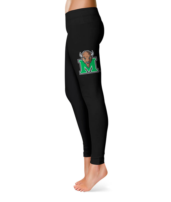Marshall Thundering Herd MU Game Day Collegiate Large Logo on Thigh Women Black Yoga Leggings 2.5 Waist Tights" - Vive La Fête - Online Apparel Store
