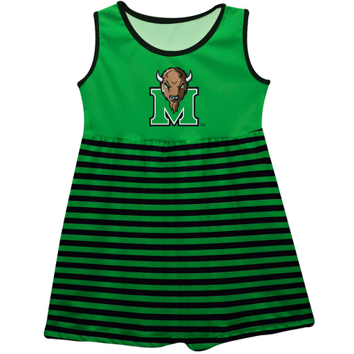 Marshall Thundering Herd MU Vive La Fete Girls Game Day Sleeveless Tank Dress Solid Green Logo Stripes on Skirt - Vive La Fête - Online Apparel Store
