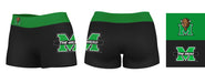 Marshall Thundering Herd MU Vive La Fete Logo on Thigh & Waistband Black & Green Women Booty Workout Shorts 3.75 Inseam" - Vive La Fête - Online Apparel Store