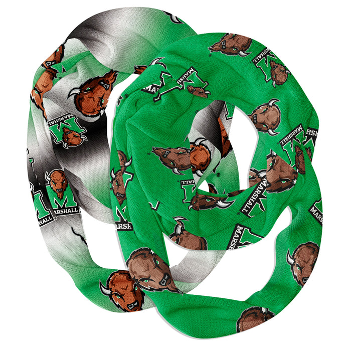 Marshall Thundering Herd Vive La Fete All Over Logo Collegiate Women Set of 2 Light Weight Ultra Soft Infinity Scarfs