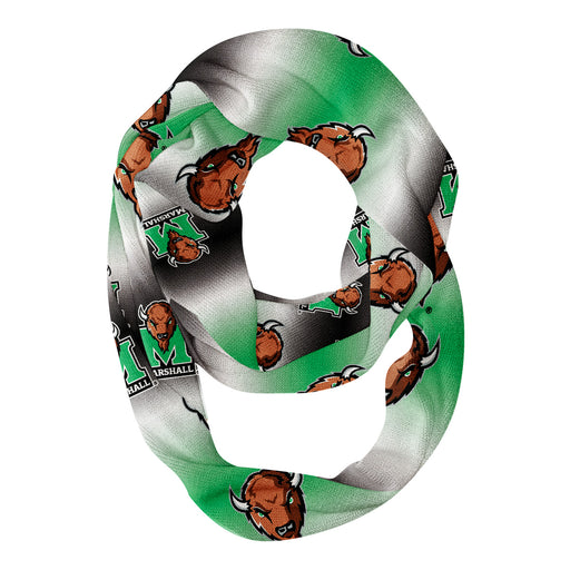 Marshall Thundering Herd MU Vive La Fete All Over Logo Game Day Collegiate Women Ultra Soft Knit Infinity Scarf