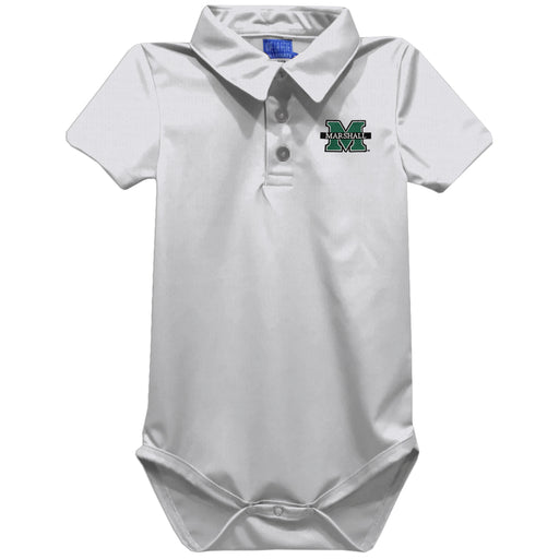 Marshall University Thundering Herd MU Embroidered White Solid Knit Polo Onesie