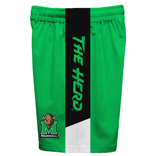 Marshall Thundering Herd MU Vive La Fete Game Day Green Stripes Boys Solid Black Athletic Mesh Short - Vive La Fête - Online Apparel Store