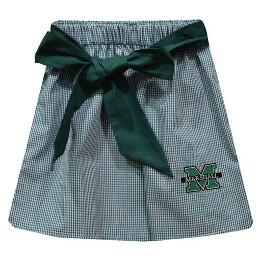 Marshall University Thundering Herd MU Embroidered Hunter Green Gingham Skirt With Sash