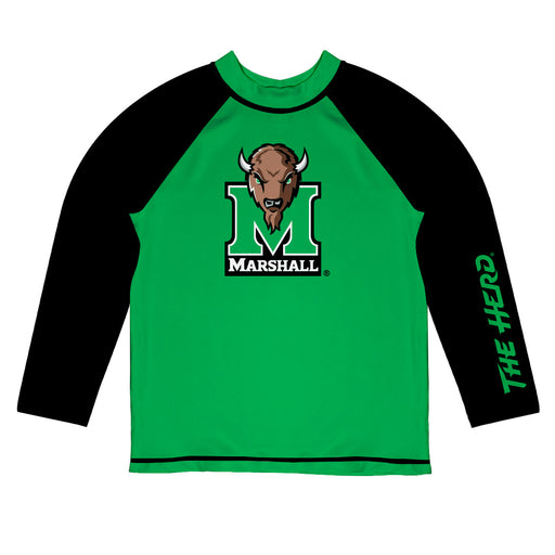 Marshall Thundering Herd MU Vive La Fete Logo Green Black Long Sleeve Raglan Rashguard