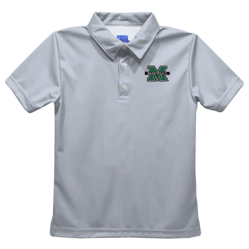 Marshall University Thundering Herd MU Embroidered Gray Short Sleeve Polo Box Shirt
