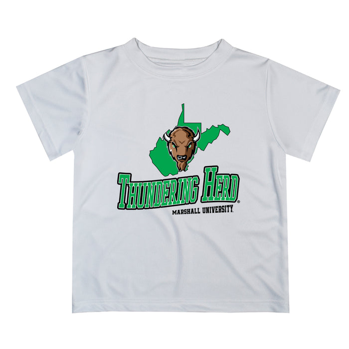Marshall Thundering Herd MU Vive La Fete State Map White Short Sleeve Tee Shirt