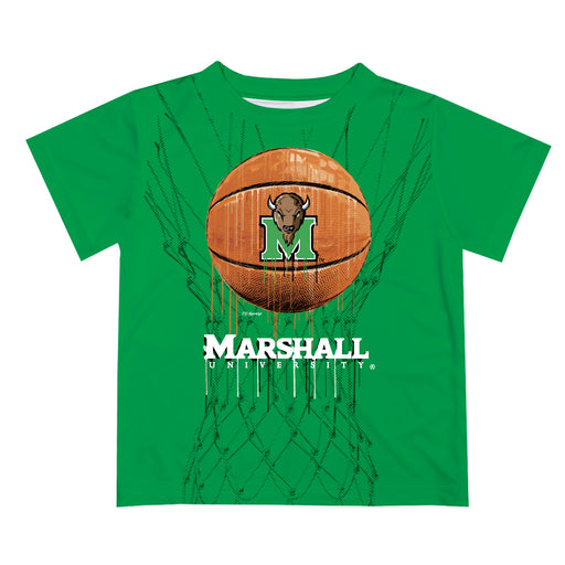 Marshall Thundering Herd MU Original Dripping Basketball Green T-Shirt by Vive La Fete