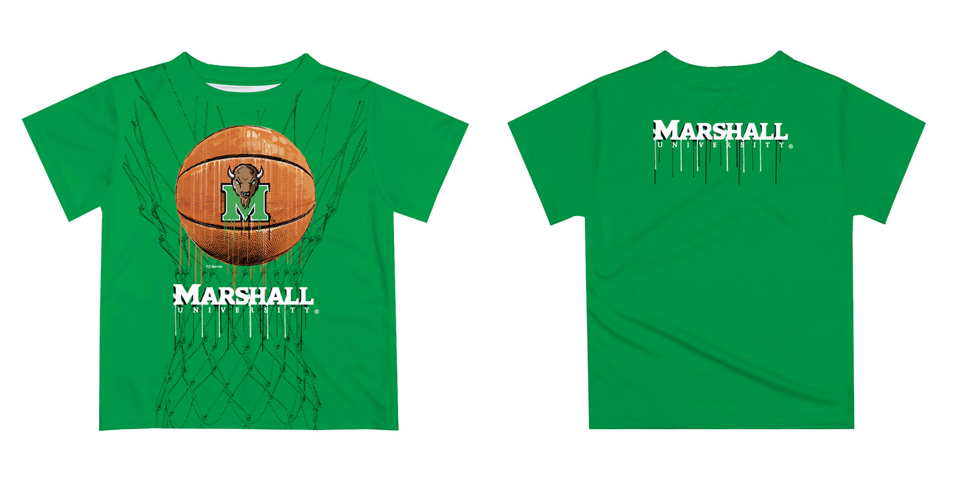 Marshall Thundering Herd MU Original Dripping Basketball Green T-Shirt by Vive La Fete - Vive La Fête - Online Apparel Store