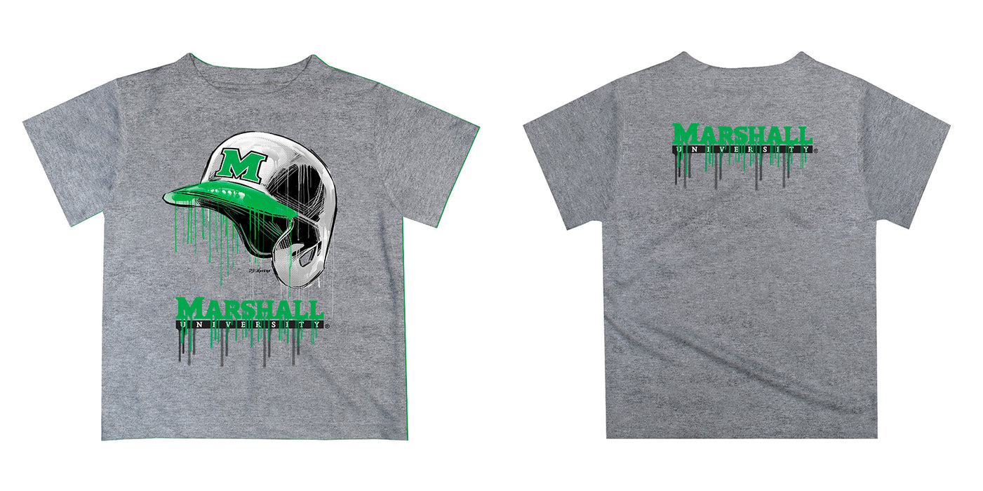 Marshall Thundering Herd MU Original Dripping Baseball Helmet Green T-Shirt by Vive La Fete - Vive La Fête - Online Apparel Store