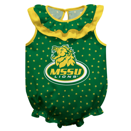 Missouri Southern Lions MSSU Swirls Green Sleeveless Ruffle Onesie Logo Bodysuit