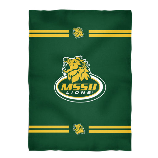 Missouri Southern Lions MSSU Vive La Fete Game Day Soft Premium Fleece Green Throw Blanket 40" x 58” Logo and Stripes - Vive La Fête - Online Apparel Store