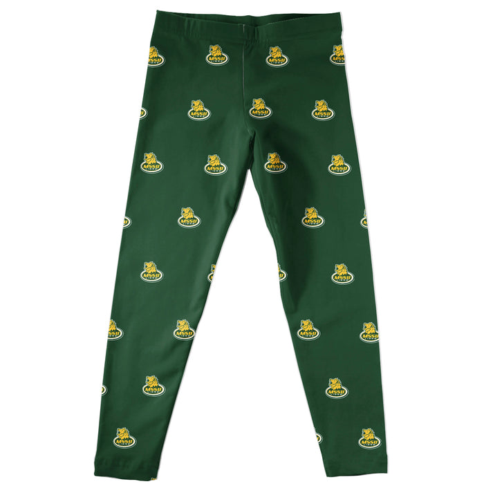 Missouri Southern Lions MSSU Vive La Fete Girls Game Day All Over Logo Elastic Waist Classic Play Green Leggings Tights - Vive La Fête - Online Apparel Store