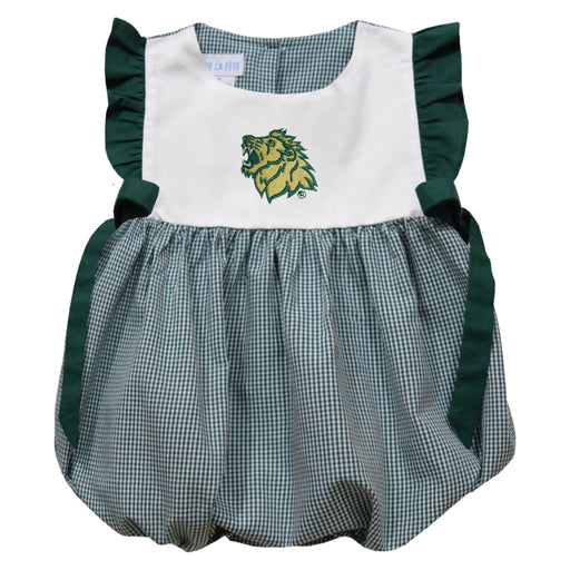 Missouri Southern Lions MSSU Embroidered Hunter Green Gingham Short Sleeve Girls Bubble