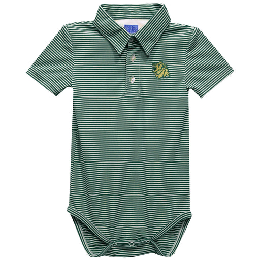 Missouri Southern Lions MSSU Embroidered Hunter Green Stripe Knit Polo Onesie