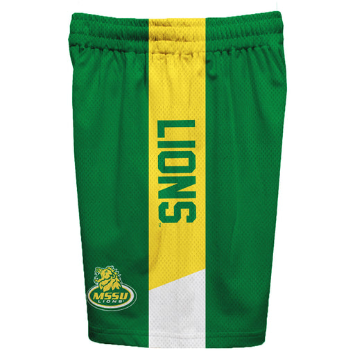 Missouri Southern Lions MSSU Vive La Fete Game Day Green Stripes Boys Solid Gold Athletic Mesh Short - Vive La Fête - Online Apparel Store