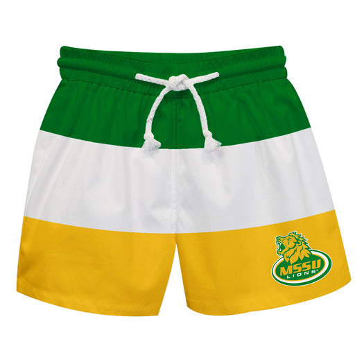 Missouri Southern Lions MSSU Vive La Fete Green White Yellow Stripes Swimtrunks V1
