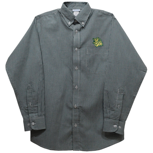 Missouri Southern Lions MSSU Embroidered Hunter Green Gingham Long Sleeve Button Down Shirt