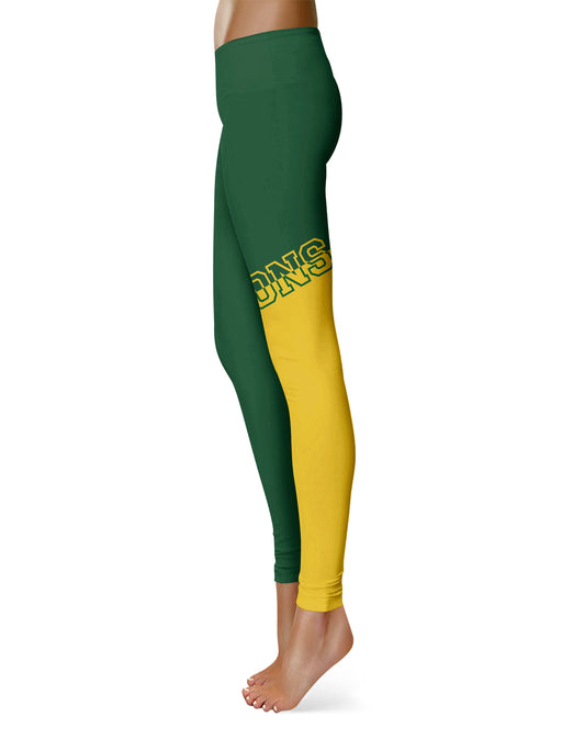 Missouri Southern Lions MSSU Vive La Fete Game Day Collegiate Leg Color Block Women Green Yellow Yoga Leggings - Vive La Fête - Online Apparel Store