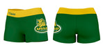 Missouri Southern Lions Vive La Fete Logo on Thigh & Waistband Green Gold Women Yoga Booty Workout Shorts 3.75 Inseam - Vive La Fête - Online Apparel Store