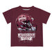 Mississippi State Bulldogs Original Dripping Football Helmet Maroon T-Shirt by Vive La Fete