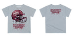 Mississippi State Bulldogs Original Dripping Football Helmet Gray T-Shirt by Vive La Fete - Vive La Fête - Online Apparel Store