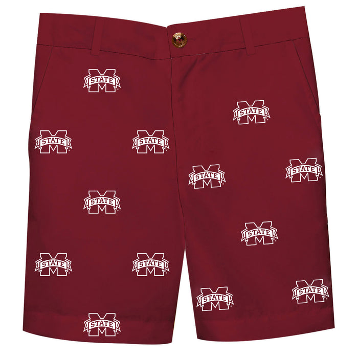 Mississippi State Bulldogs All Over Maroon Print Structured Short - Vive La Fête - Online Apparel Store