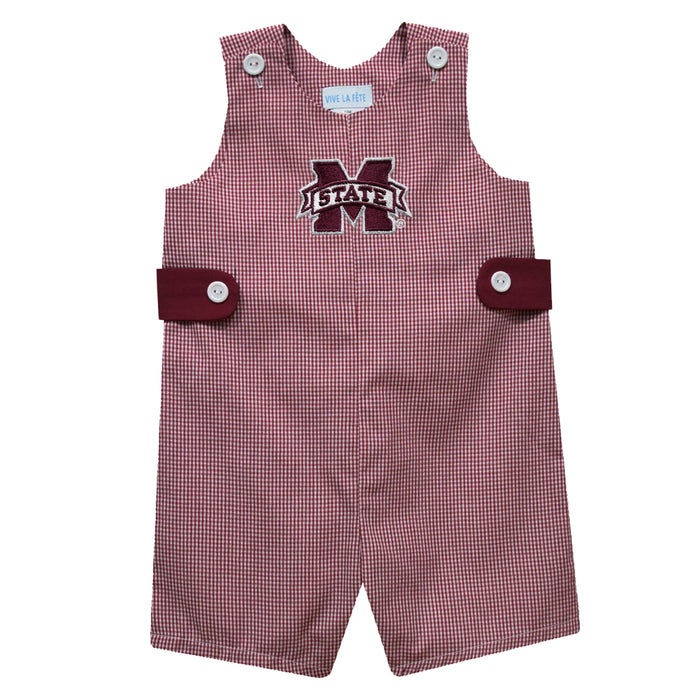 Mississippi State Bulldogs Embroidered Maroon Gingham Jon Jon