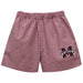 Mississippi State Bulldogs Embroidered Maroon Gingham Pull On Short