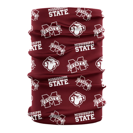 Mississippi State Bulldogs Neck Gaiter Maroon All Over Logo - Vive La Fête - Online Apparel Store