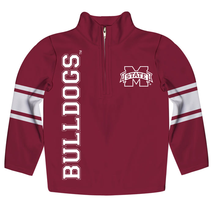 Mississippi State Stripes Maroon Long Sleeve Quarter Zip Sweatshirt - Vive La Fête - Online Apparel Store