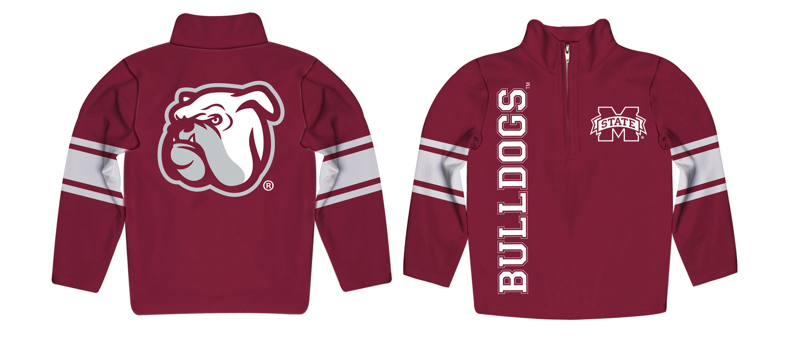 Mississippi State Stripes Maroon Long Sleeve Quarter Zip Sweatshirt - Vive La Fête - Online Apparel Store