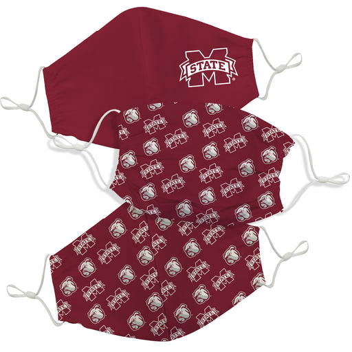 Mississippi State Bulldogs Face Mask Maroon Set of Three - Vive La Fête - Online Apparel Store