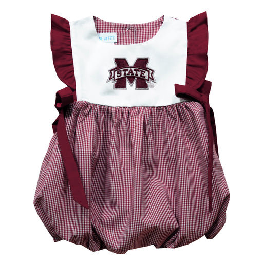 Mississippi State Bulldogs Embroidered Maroon Gingham Girls Bubble