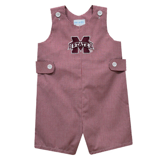Mississippi Sate Bulldogs Embroidered Maroon Gingham Boys Jon Jon