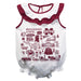 Mississippi State Bulldogs  White Hand Sketched Vive La Fete Impressions Artwork Sleeveless Ruffle Onesie Bodysuit