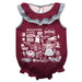 Mississippi State Bulldogs  Maroon Hand Sketched Vive La Fete Impressions Artwork Sleeveless Ruffle Onesie Bodysuit