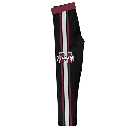 Mississippi State Bulldogs Vive La Fete Girls Game Day Black with Maroon Stripes Leggings Tights
