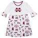 Mississippi State Bulldogs 3/4 Sleeve Solid White Repeat Print Hand Sketched Vive La Fete Impressions Artwork on Skirt