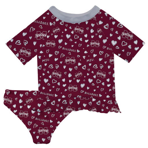 Mississippi State Bulldogs Vive La Fete All Over Logo Maroon Long Sleeve Bikini Set