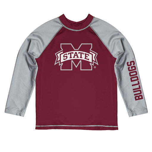 Mississippi State Bulldogs Vive La Fete Maroon and Gray Long Sleeve Raglan Rashguard