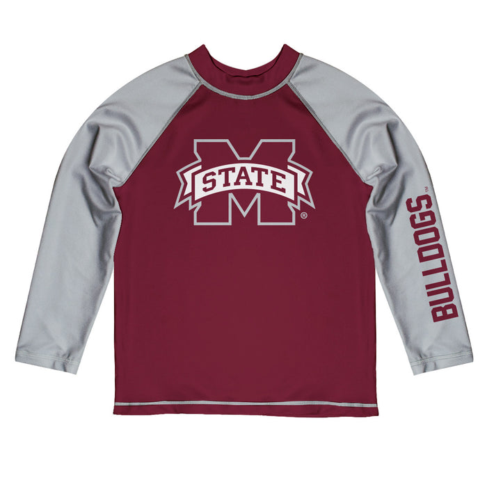Mississippi State Bulldogs Vive La Fete Maroon and Gray Long Sleeve Raglan Rashguard