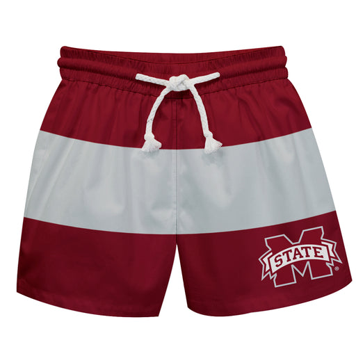 Mississippi State Bulldogs Vive La Fete Maroon Gray Stripes Swimtrunks V2