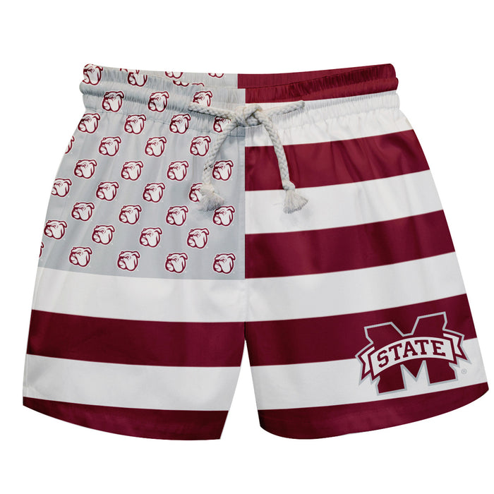 Mississippi State Bulldogs Vive La Fete Game Day Maroon White Gray Flag Swimtrunks V1