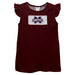 Mississippi State Bulldogs Smocked Maroon Knit Angel Wing Sleeves Girls Tshirt