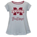 Mississippi State Bulldogs Vive La Fete Girls Game Day Short Sleeve Gray Top with School Logo and Name