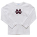 Mississippi State Bulldogs Embroidered White Long Sleeve Boys Tee Shirt